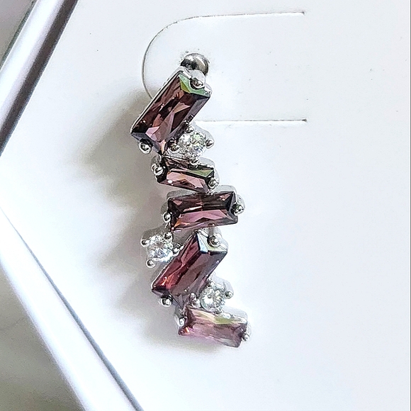 NWT Bomb Party 3148 Rhodolite Cubic Zirconia Sterling Silver Crawler Earrings - Picture 3 of 6